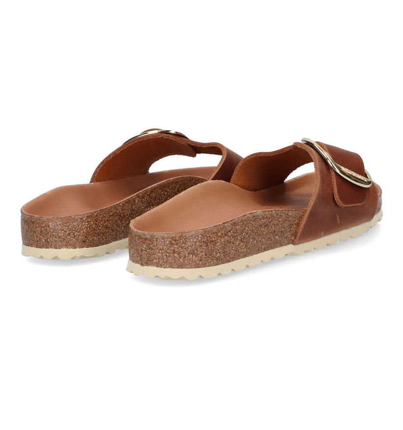 Birkenstock Madrid Big Buckle Cognac Slippers in kunstleer (322649)