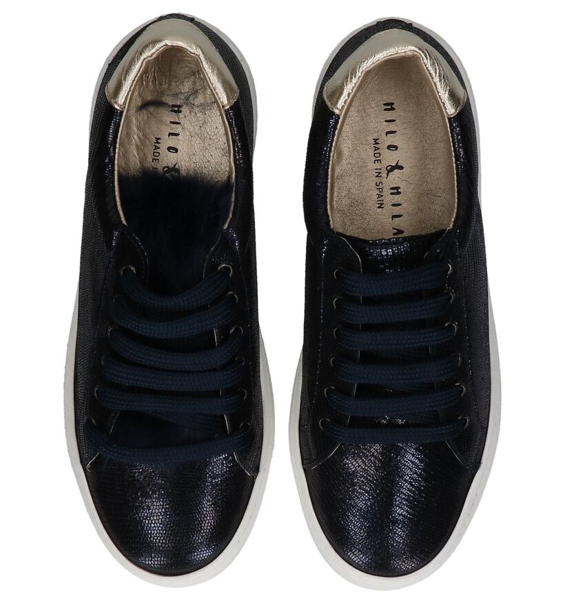 Milo & Mila Baskets basses en Bleu foncé en nubuck (232666)