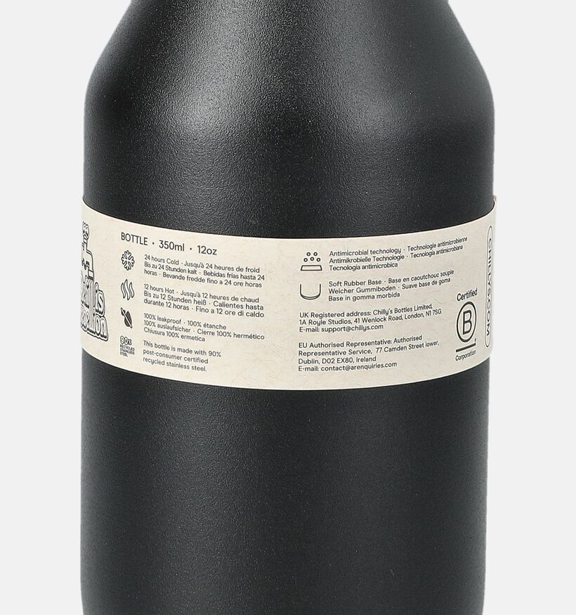 Chilly's Series 3 Zwarte Drinkfles 350ml voor dames, heren (383674)