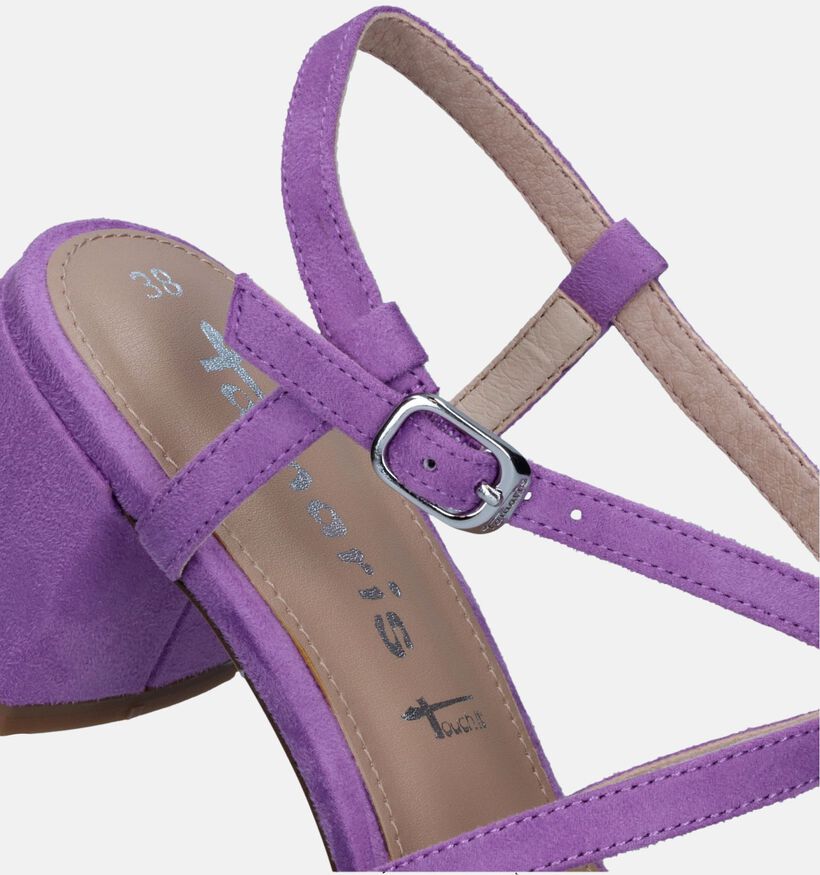 Tamaris Sandales avec talon carré en Mauve pour femmes (338270)