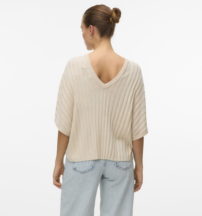 Vero Moda Barbados Beige Trui met V-rug voor dames (353132)