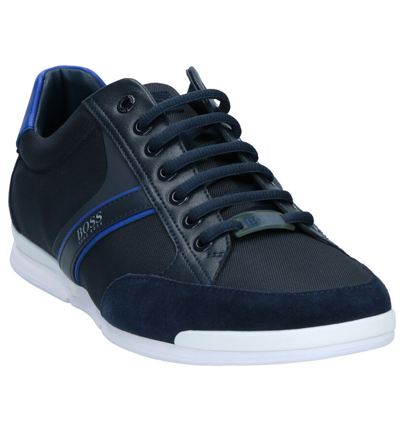 Hugo Boss Saturn Low Blauwe Veterschoenen in kunstleer (264771)