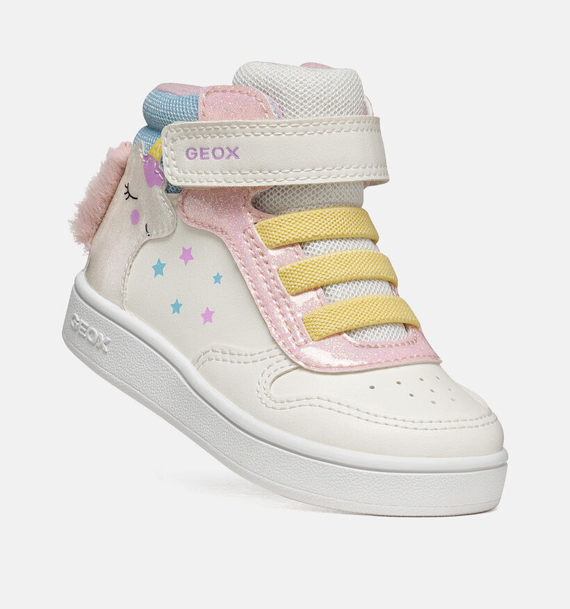 Geox Eclyper Baskets montantes en Blanc pour filles (376252) - pour semelles orthop&eacute;diques