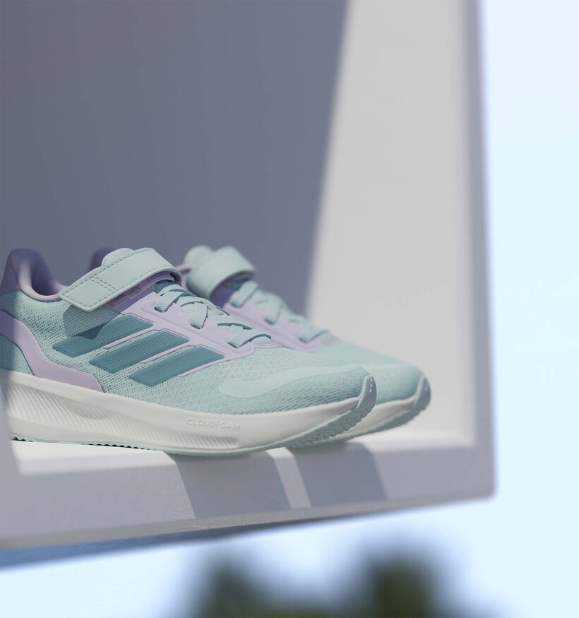 adidas Runfalcon 5 Baskets en Vert/Violet pour filles (372776) - pour semelles orthop&eacute;diques