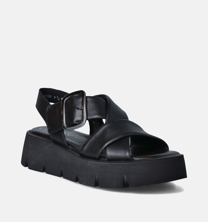 Gabor Best Fitting Zwarte Sandalen met plateauzool voor dames (355033)