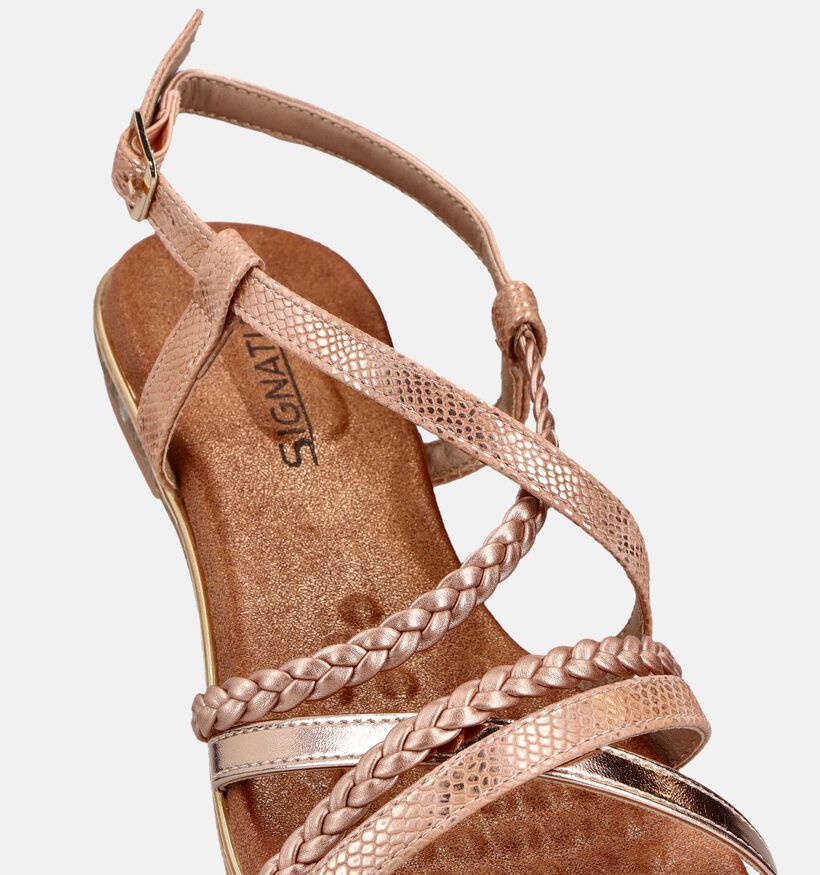Signatur Sandales plates en Or rose pour femmes (373537)