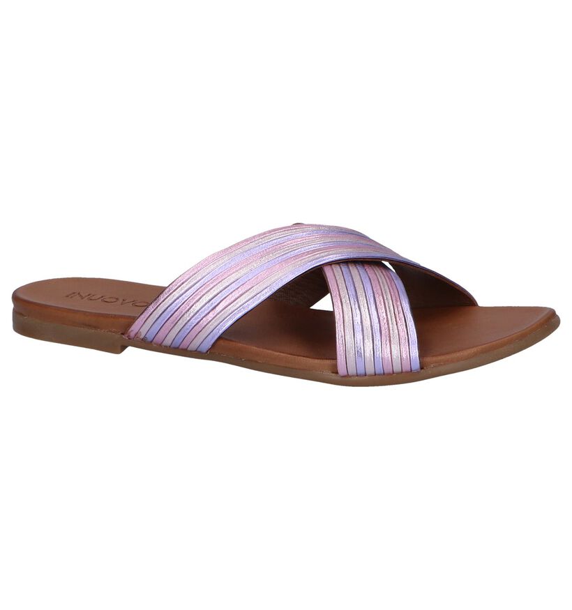 Inuovo Nu-pieds plates en Rose en cuir (248761)