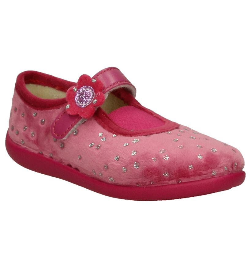 Bellamy Pantoufles fermées en Rose fuchsia en textile (206408)