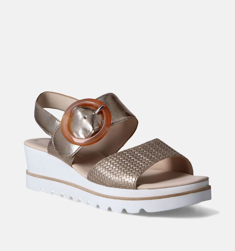 Gabor Best Fitting Gouden Sandalen met sleehak voor dames (355093)