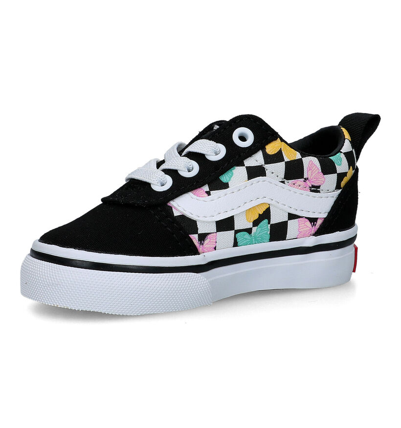 Vans Ward Butterfly Checkrbrd Baskets en Noir pour filles (321074)