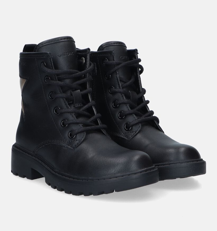 Geox Casey Zwarte Veterboots voor meisjes (330139) - geschikt voor steunzolen