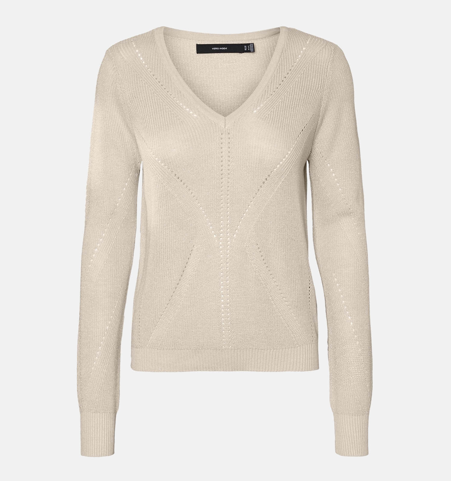Vero Moda Newlexsun Beige Trui met v hals Dames Truien Online op TORFS.BE