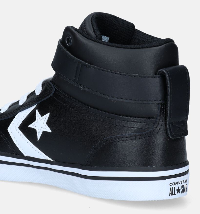 Converse Pro Blaze Strap Leather Zwarte Sneakers voor jongens, meisjes (333250)