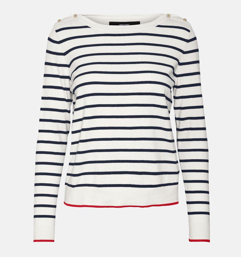 Vero Moda Alma Pull à rayé Blanc / Noir (326948)