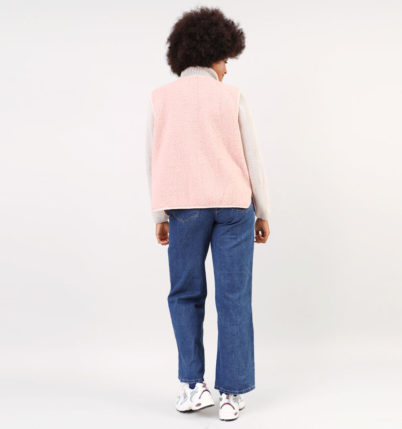 Dolce C. Veste duveteuse courte sans manches en Rose pour femmes (350615)
