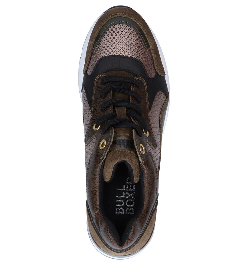 Bullboxer Baskets casual en Vert kaki en cuir (281543)
