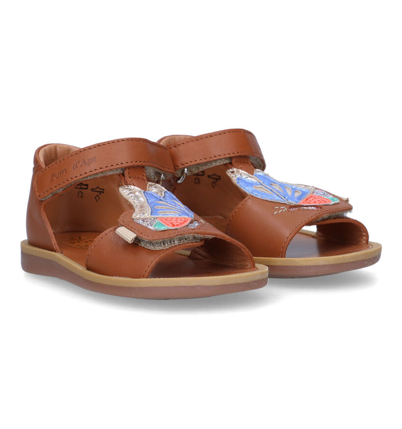 Pom d'Api Poppy Papillon Sandales en Cognac pour filles (322884)