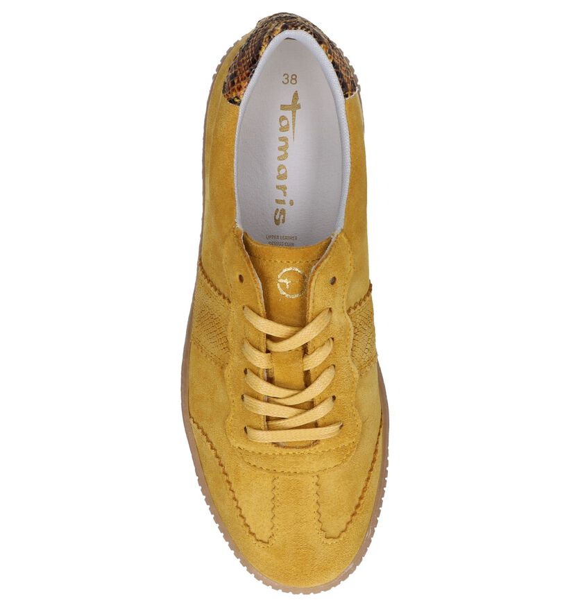 Donkergele Veterschoenen Tamaris in daim (253054)