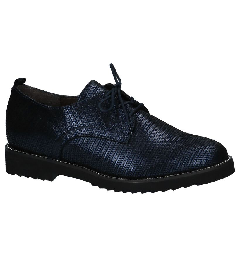 Donkerblauwe Oxford Veterschoenen Softwaves in daim (233070)