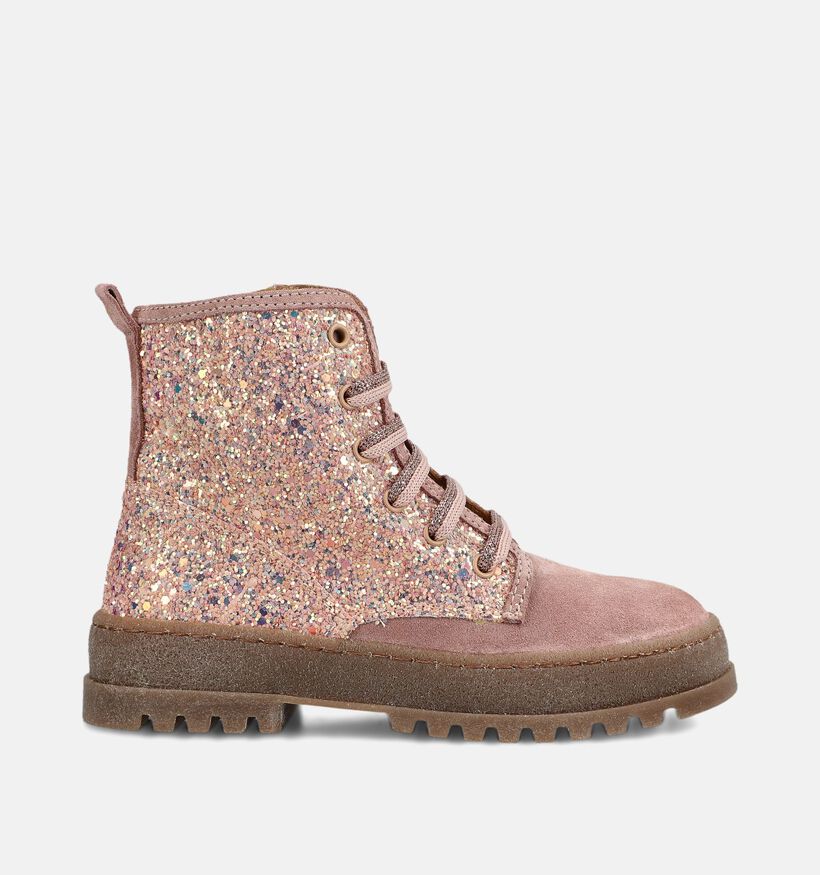 STONES and BONES Blesa Boots &agrave; lacets en Rose pour filles (381395) - pour semelles orthop&eacute;diques
