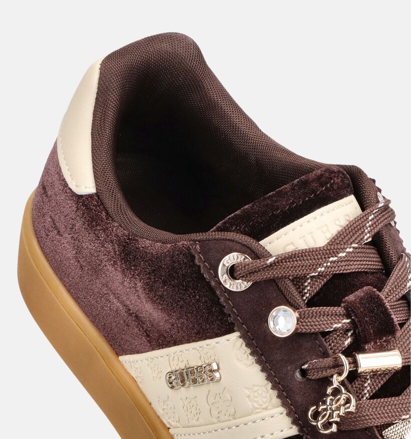 Guess Naoki 2 Baskets en Marron/Ecru pour femmes (379502) - pour semelles orthop&eacute;diques