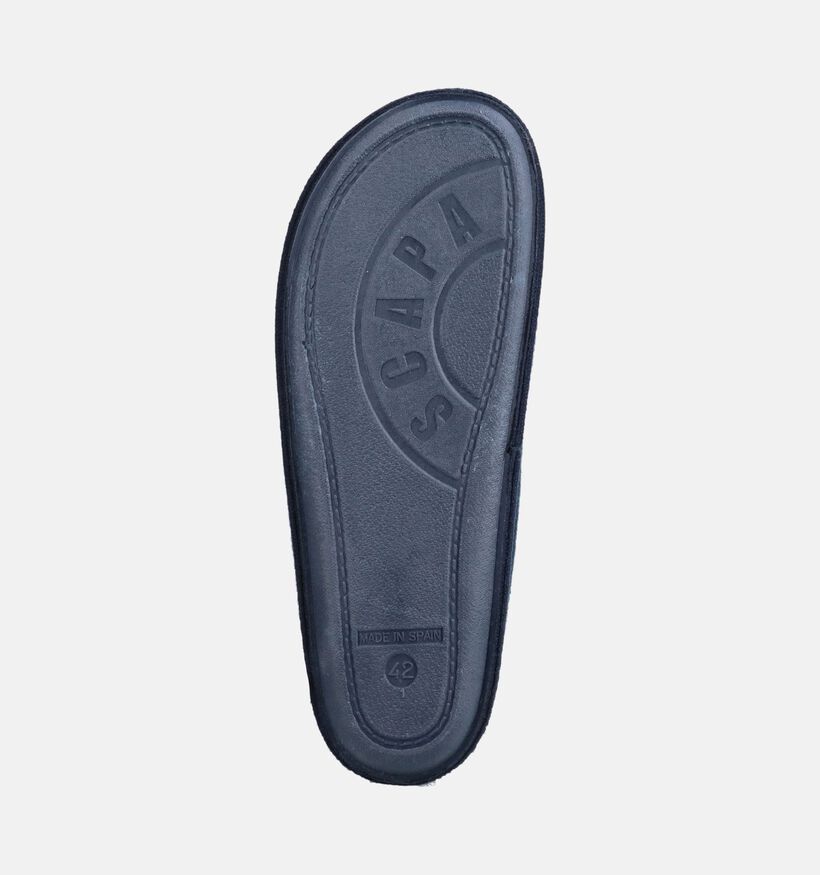 Scapa Pantoufles ferm&eacute;es en Bleu fonc&eacute; pour hommes (381020) - pour semelles orthop&eacute;diques