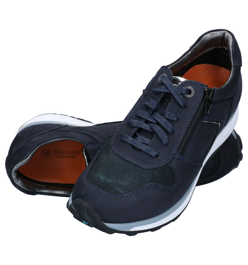 Xsensible Jersey GX Blauwe Veterschoenen in nubuck (284946)