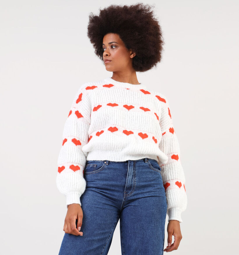 Pieces Nove Pull en tricot en Blanc pour femmes (346563)