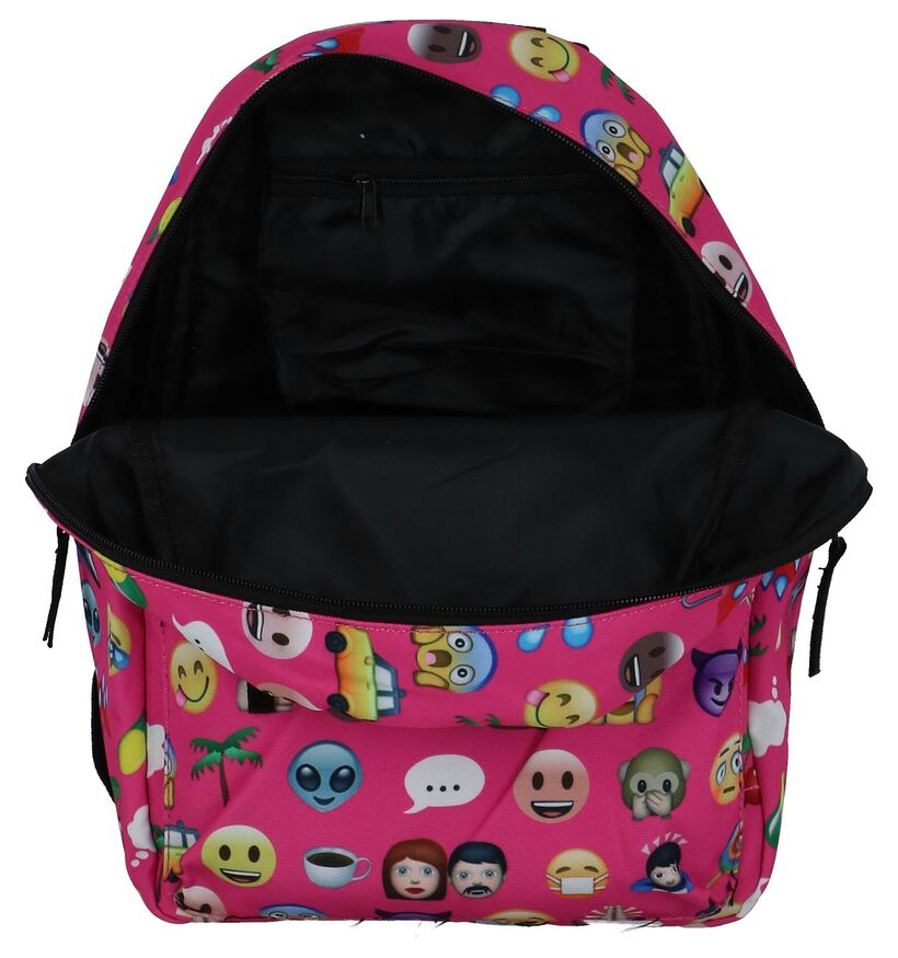 Fuchsia Roze Kinderrugzak Miss Lulu Emoji Backpack in stof (236144)