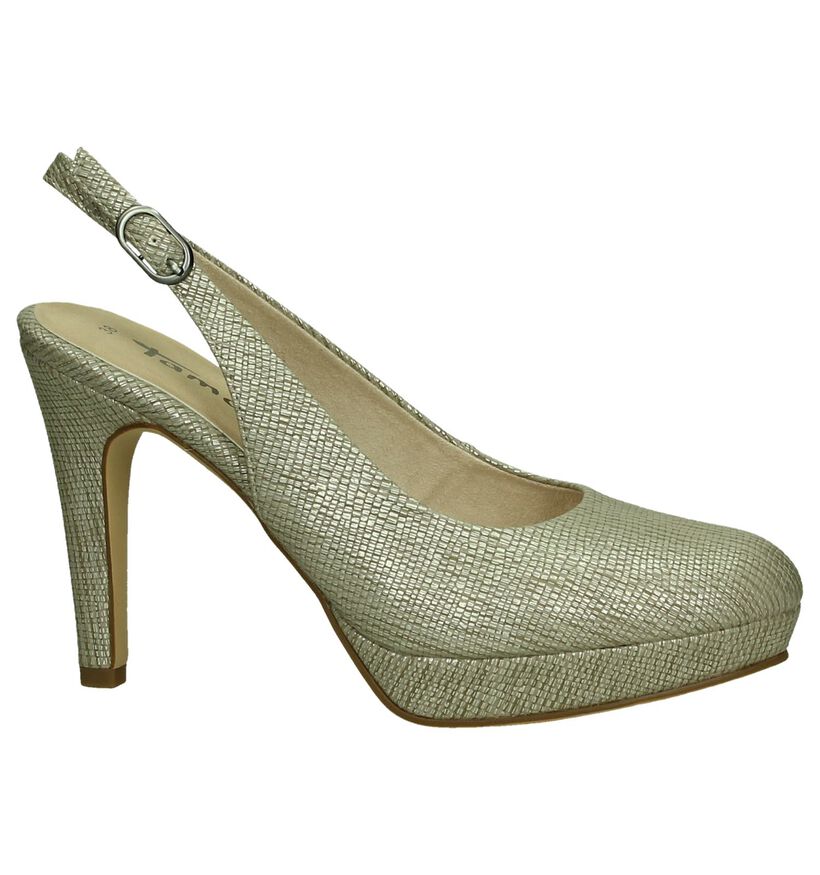 Tamaris Gouden Pumps High Heels met Open Hiel, , pdp