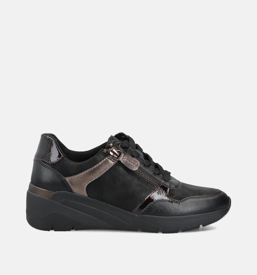 Jana Zwarte Sneakers met Veter en Rits voor dames (360423) - geschikt voor steunzolen