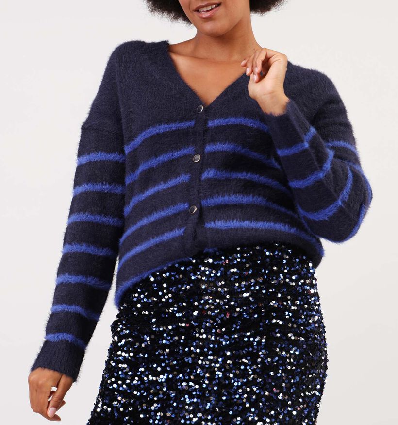 Pieces Jana Cardigan rayé en Bleu pour femmes (344974)