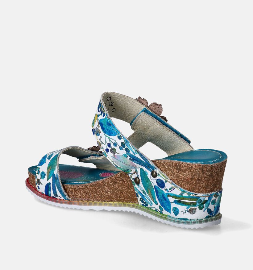 Laura Vita Bonito Nu-pieds avec talon compensé en Bleu pour femmes (356720)