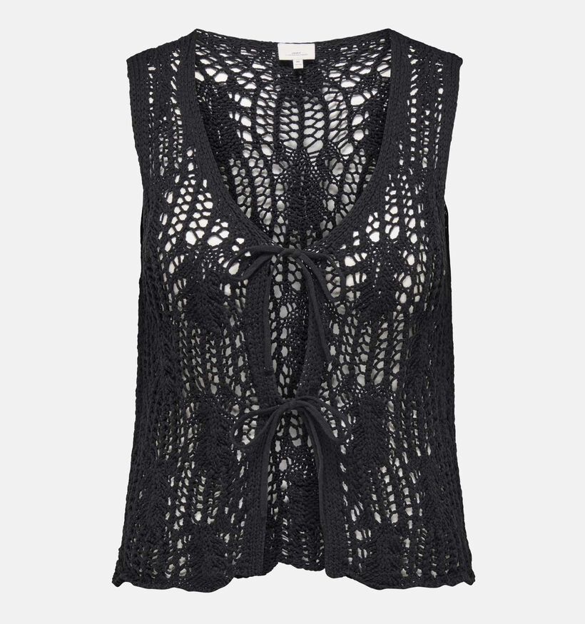 ONLY Carmakoma Lizzy Crochet Zwarte Korte Gilet voor dames (358231)