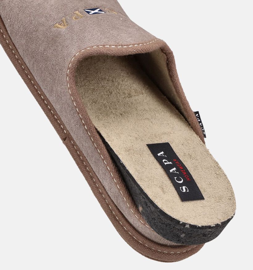 Scapa Pantoufles en Taupe pour hommes (373565) - pour semelles orthop&eacute;diques