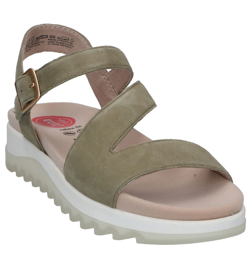 Jana Sandales compensées en Vert olive en nubuck (286450)