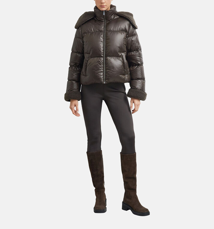 comma Manteau Puffer en Marron fonc&eacute; pour femmes (381187)
