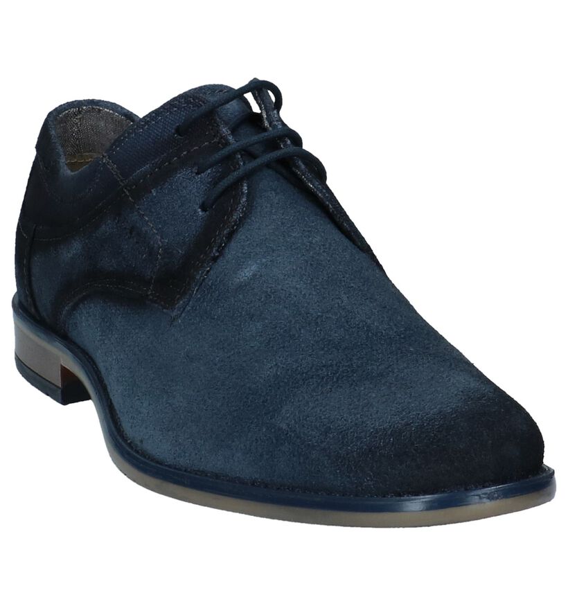 Bugatti Blauwe Geklede Veterschoenen in nubuck (221556)