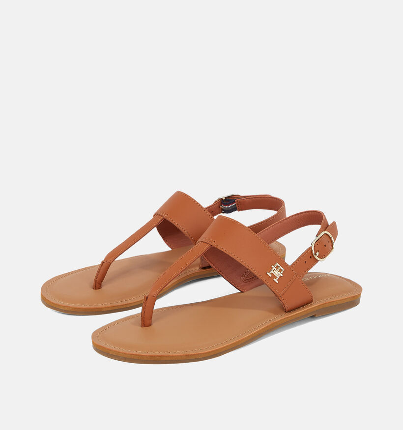 Tommy Hilfiger Sandales Plates en Cognac pour femmes (352606)