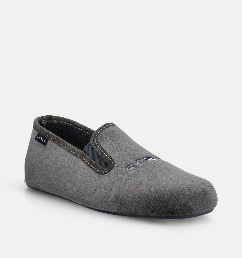 Scapa Pantoufles ferm&eacute;es en Gris fonc&eacute; pour hommes (381021) - pour semelles orthop&eacute;diques