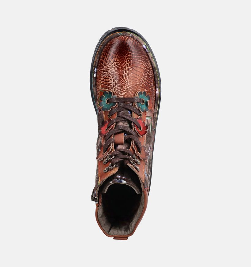 Laura Vita Incaso 39 Cognac Boots met Veter en Rits voor dames (381097) - geschikt voor steunzolen