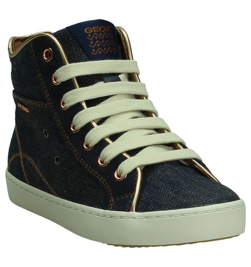 Blauwe Geox Hoge Sneakers Jeans in leer (190702)