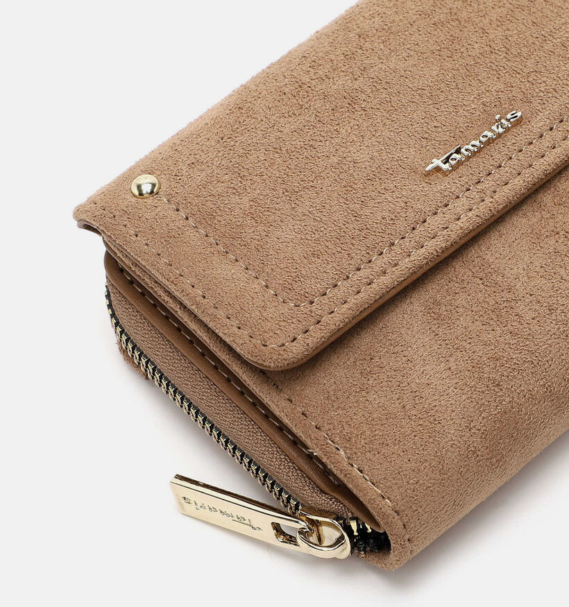 Tamaris Marina Suede Porte-monnaie zipp&eacute; en Beige pour femmes (378801)