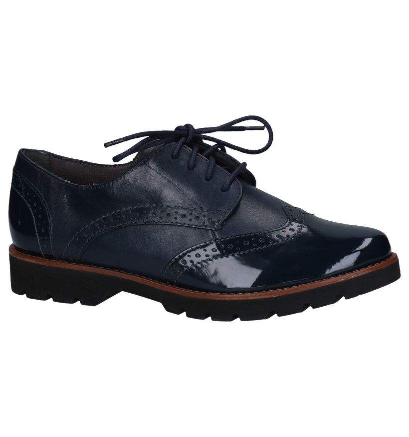 Jana Zwarte Oxford Veterschoenen in lak (257529)