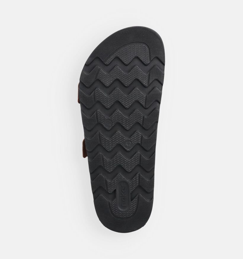 Rieker Nu-pieds plates en Brun fonc&eacute; pour hommes (370495)