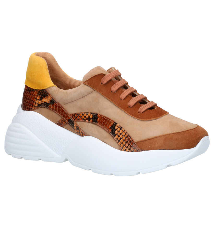 March23 Vivian Cognac Sneakers in leer (256898)