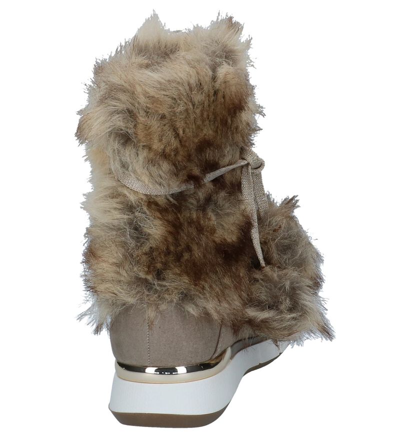 Marco Tozzi Donker Beige Snowboots in stof (226349)