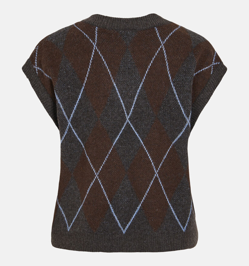 Vila Argyle Knit Donkergrijze/Bruine Gilet voor dames (379757)