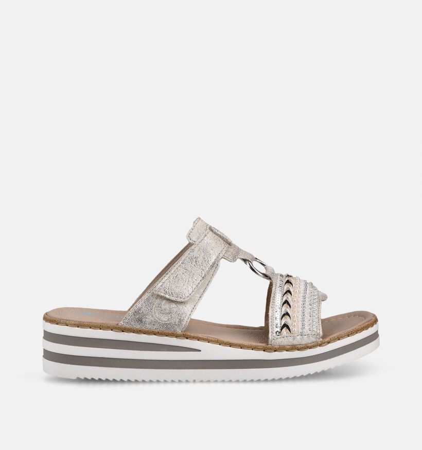 Rieker Nu-pieds compens&eacute;es en Or pour femmes (370384)