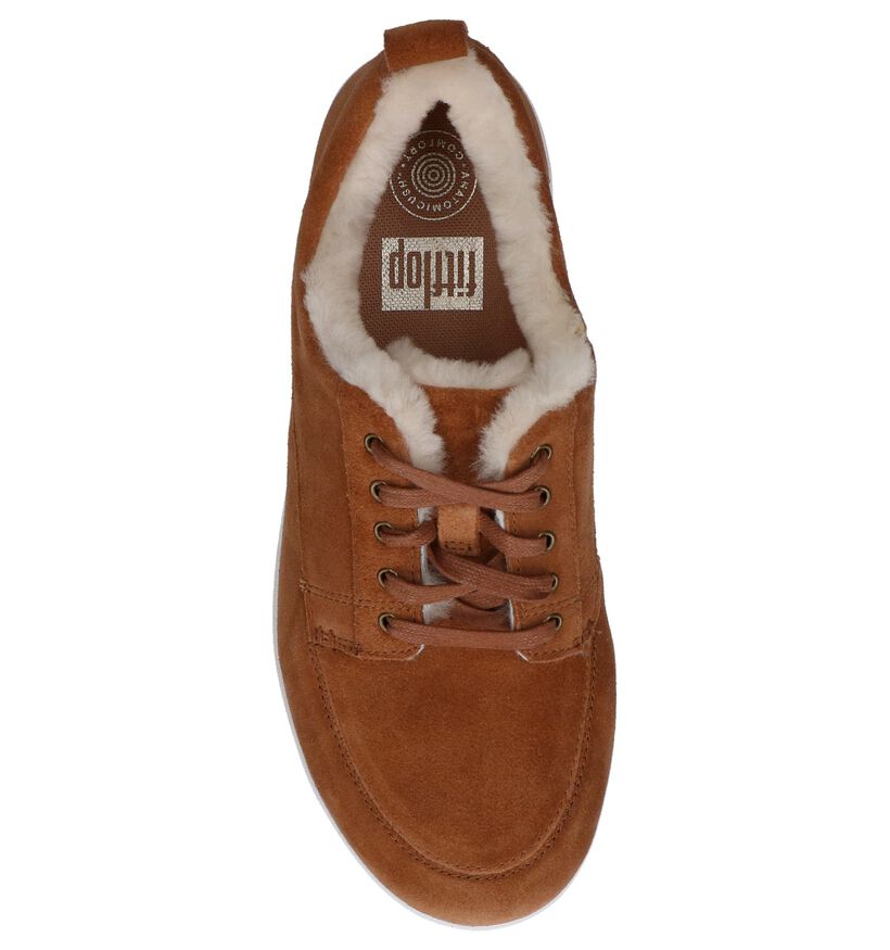 FitFlop Glenda Shearling Zwarte Veterschoenen in daim (225603)